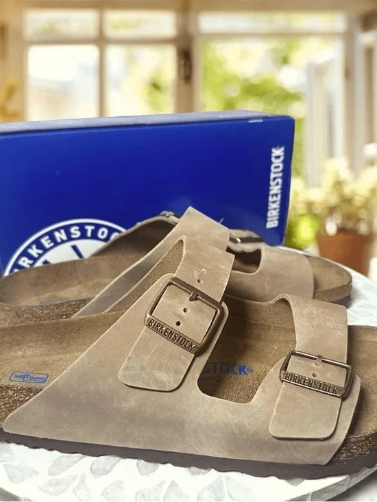 Birkenstock Women's Two-Strap Suede Sandals - Taupe/Brown - Picture 2 of 5